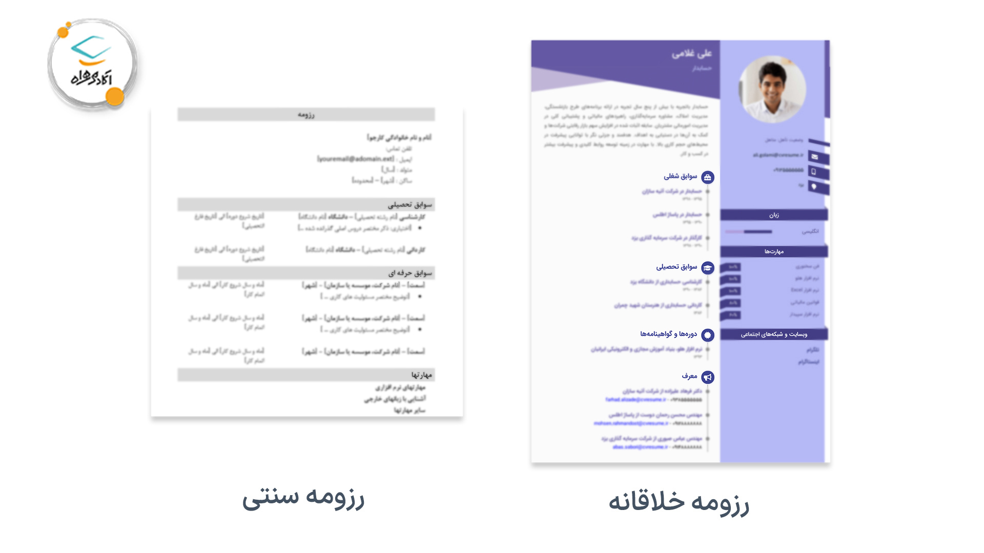 تمپلیت رزومه خود را تنظیم کنید اگر می‌خواهید رزومه‌ای عالی بسازید، باید در نگاه اول خوب به نظر برسد.