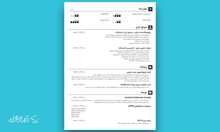 رزومه ترکیبی Combination Resume Format