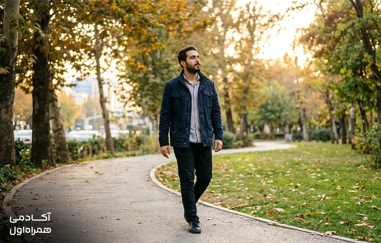 پیادهروی کوتاه در فضای باز برای کاهش استرس و دور شدن از محیط تنشزا