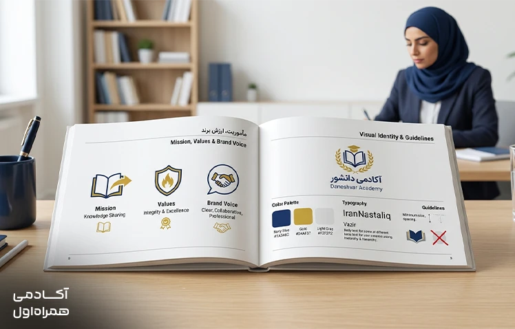 برند بوک مجموعه‌ای از قوانین و دستورالعمل‌ها برای حفظ هماهنگی هویت برند و هویت بصری در تمام ارتباطات بازاریابی است.