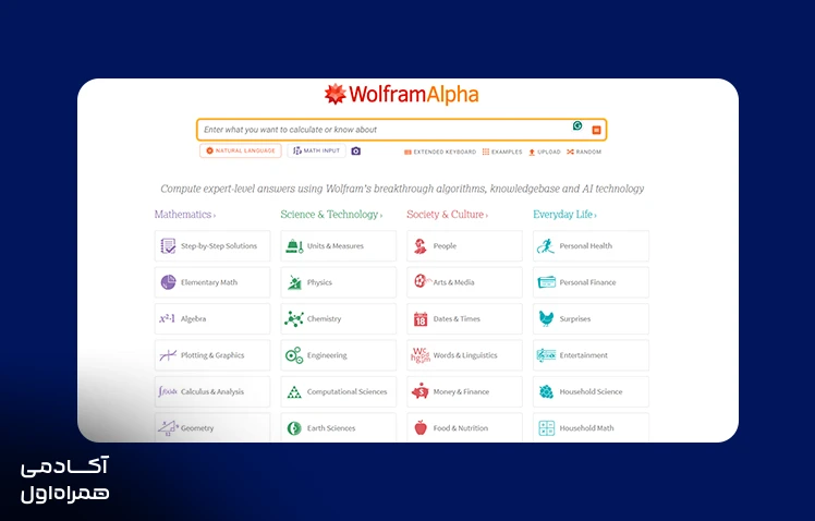 معرفی WolframAlpha بهعنوان یکی از قدرتمندترین ابزارهای هوش مصنوعی برای حل مسائل ریاضی، محاسبات پیچیده، تحلیل دادهها و ارائه پاسخهای علمی.