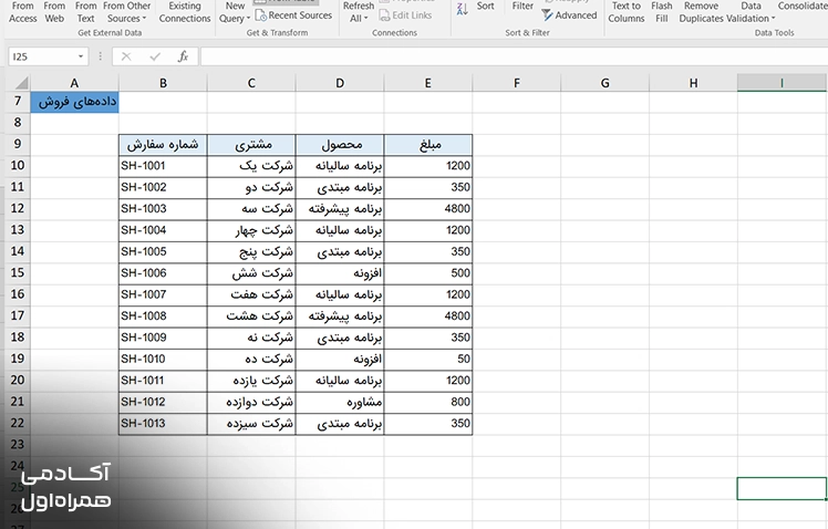 انتخاب دادهها از جدول در Power Query برای شروع فرآیند پردازش، ترکیب اطلاعات و مغایرت گیری در اکسل.