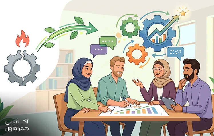 نمایش اهمیت مدیریت تعارض در محیط کار برای کاهش اختلافات، بهبود همکاری تیمی، افزایش بهرهوری و ایجاد ارتباط مؤثر بین اعضای سازمان.