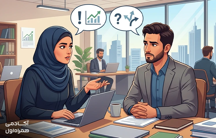 نمایش مفهوم تعارض بینفردی و اختلاف میان افراد به دلیل تفاوت در دیدگاهها، نیازها، ارزشها یا شیوههای ارتباطی در روابط کاری و شخصی.